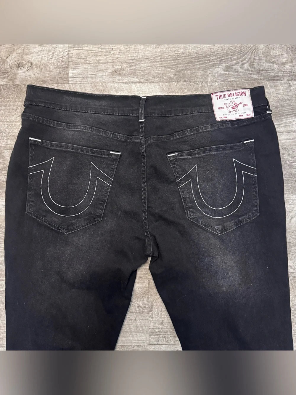 True Religion Rocco Relaxed Skinny Black Wash Denim Jeans Mens Sz. 40
